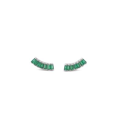Absolute Emerald Baguette Stud Earrings - Sterling Silver