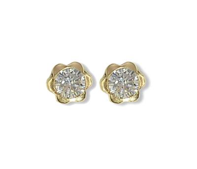 9ct Gold Flower CZ Earrings