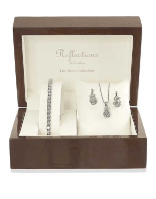 Sterling Silver Pendant, Earrings & Bracelet Boxed Set