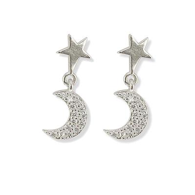 Sterling Silver Stars/Moon Drop Earring