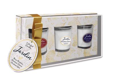 Tipperary Crystal Jardin Collection Set of 3 Mini Candles - White Box