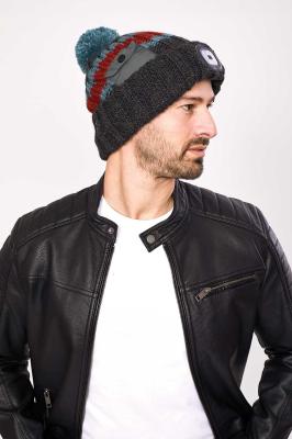 Chunky Knit LED Torch Hat with Essentials Pocket - Grey