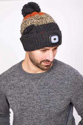Chunky Knit LED Torch Hat with Essentials Pocket - Multi