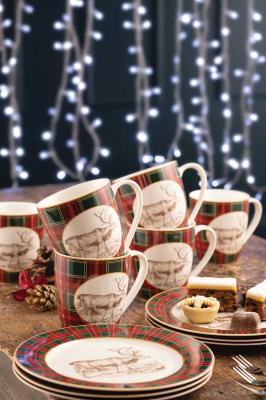 Aysley Tartan Reindeer Tea/Dessert Plates x6